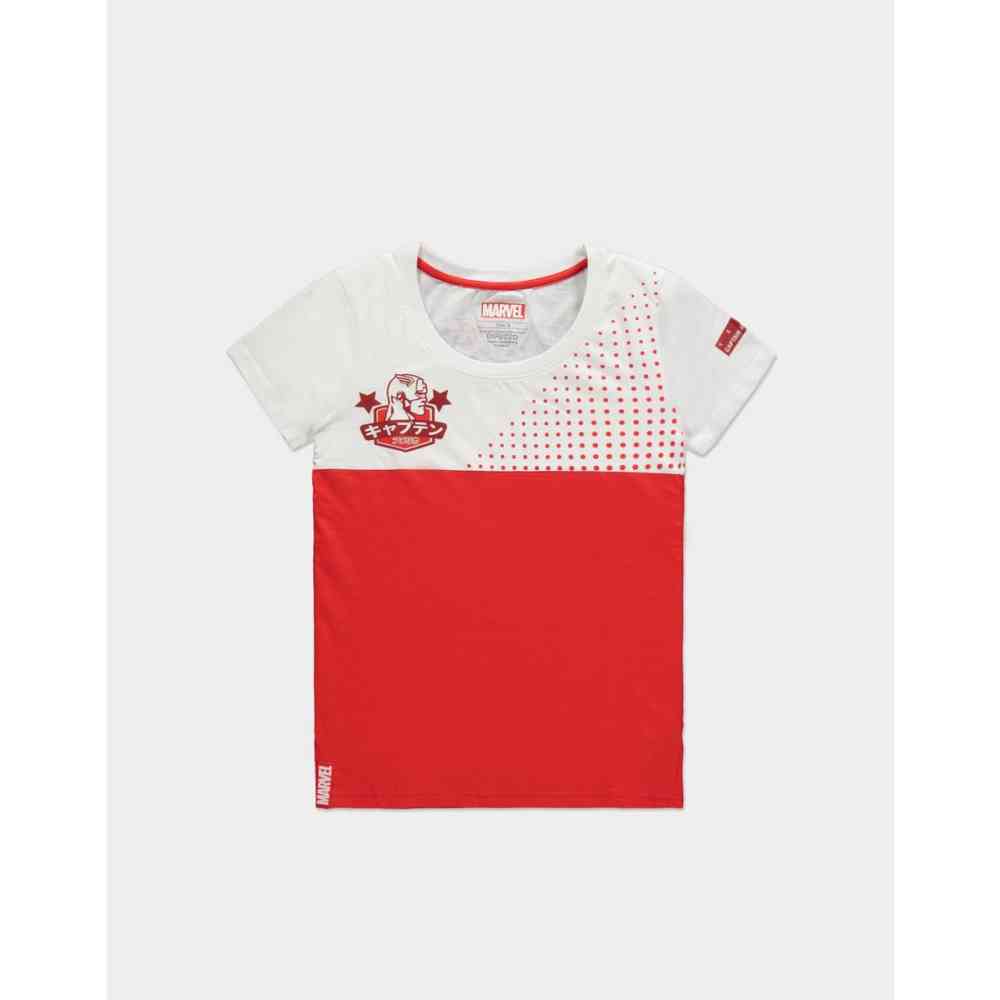 Marvel Captain America Dames Tshirt - Rood/Wit